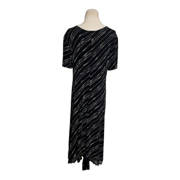 Jazz II black cream print short sleeves midi dress size M - Picture 2 of 7